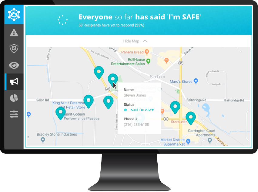 emergency notification system - I'm safe screen